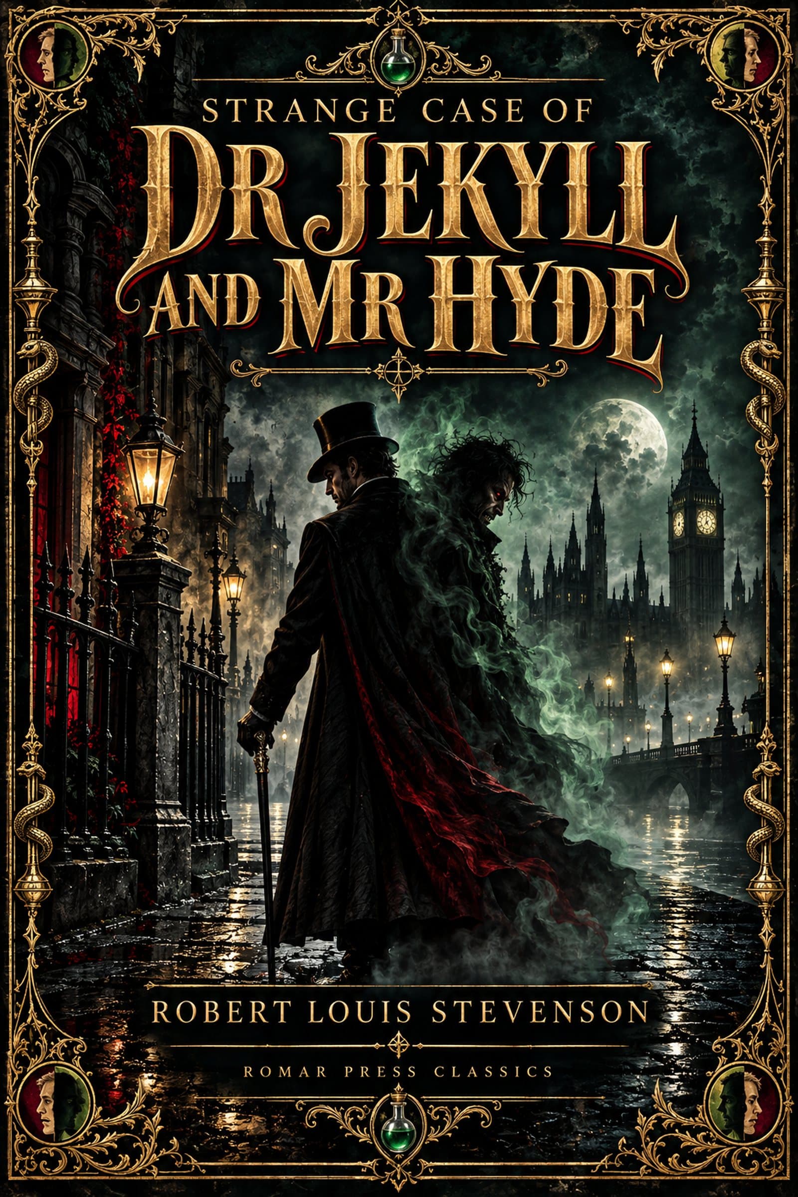 Cover of Strange Case of Dr Jekyll and Mr Hyde by Robert Louis Stevenson, ROMAR Press Classics